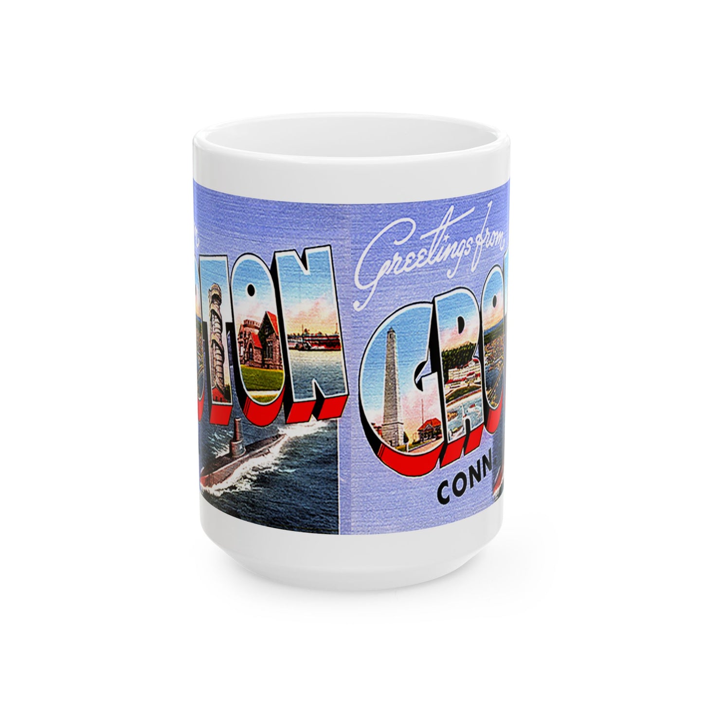 Memebly Vintage Greetings from Groton CT Connecticut Coffee Mug