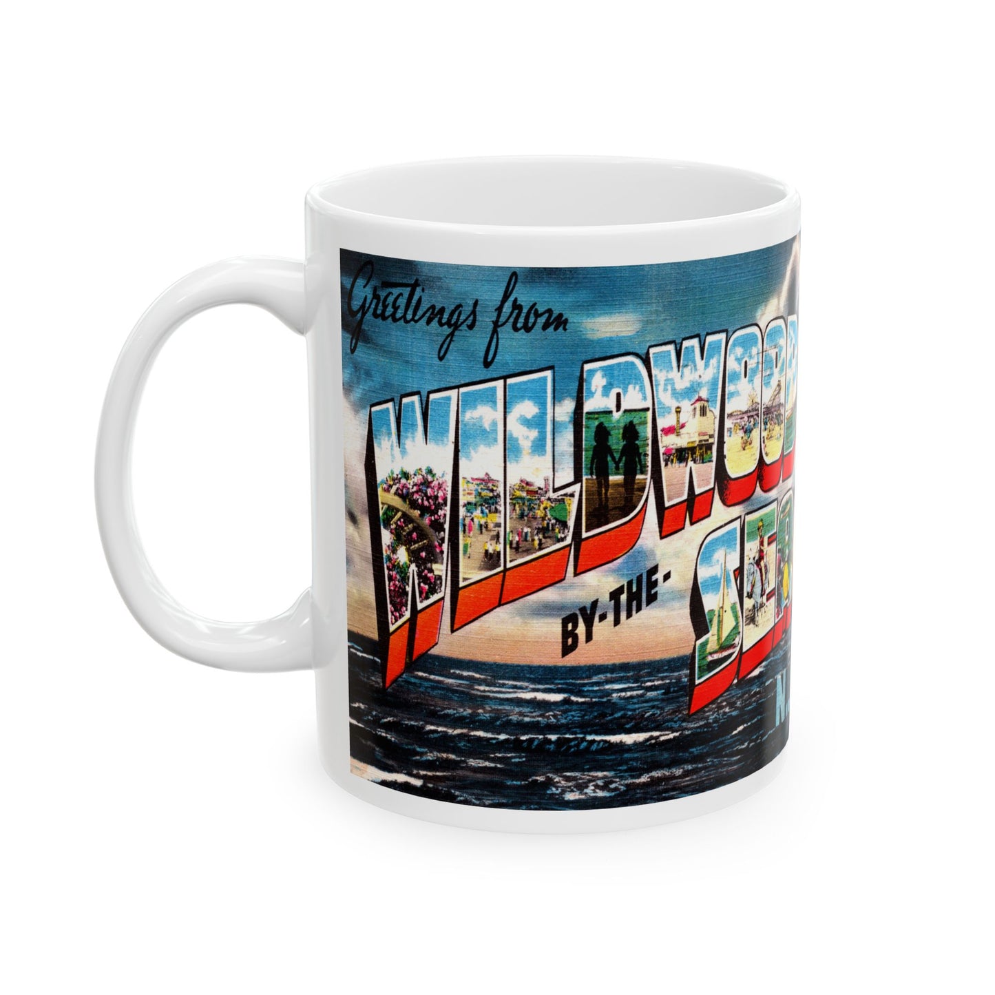 Memebly Vintage Greetings from Wildwood by the Sea NJ New Jersey Coffee Mug