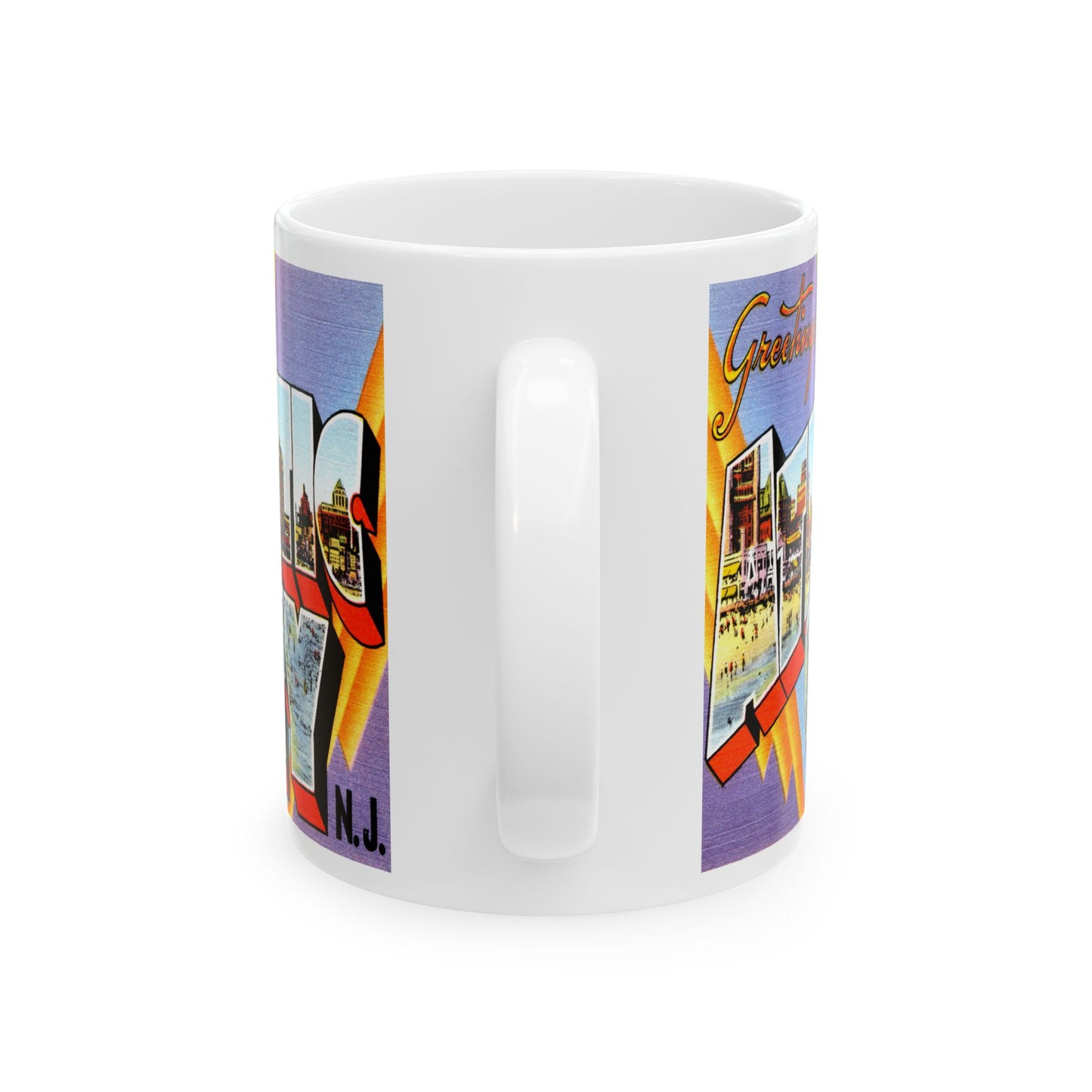 Memebly Vintage Greetings from Atlantic City NJ New Jersey Coffee Mug - Violet Image