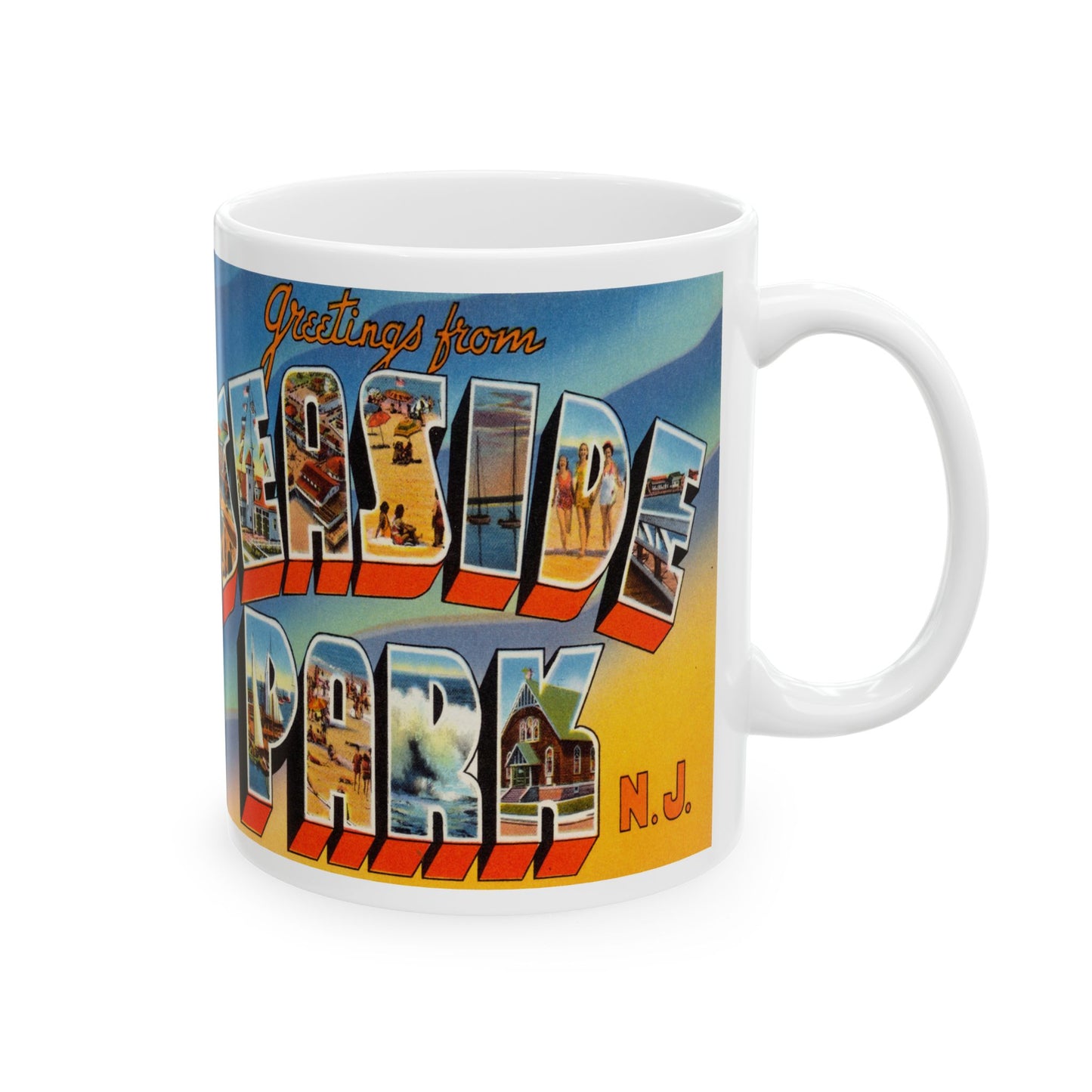 Memebly Vintage Greetings from Seaside Park NJ New Jersey Coffee Mug