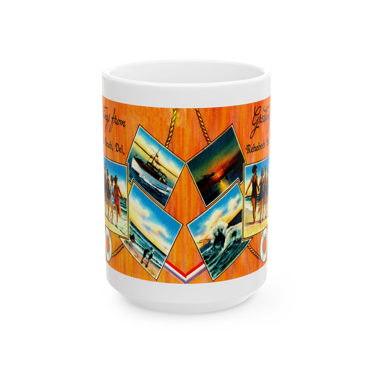 Memebly Vintage Beach Greetings from Rehoboth Beach DE Delaware Coffee Mug