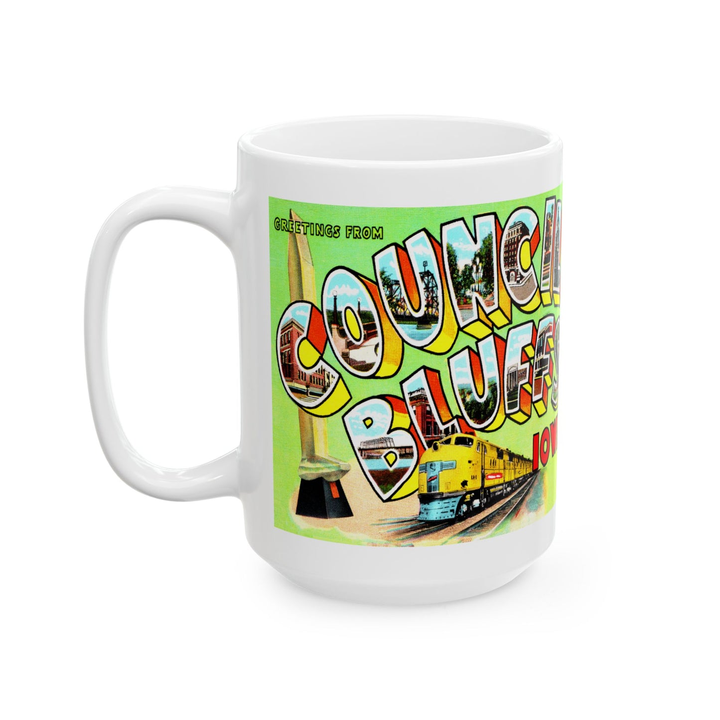 Memebly Vintage Greetings from Council Bluffs IA Coffee Mug