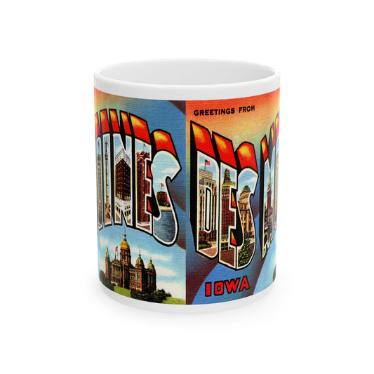 Memebly Colorful Vintage Greetings from Des Moines IA Coffee Mug