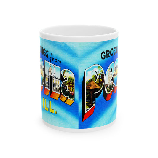 Memebly Scenic Vintage Greetings from Peoria IL Coffee Mug