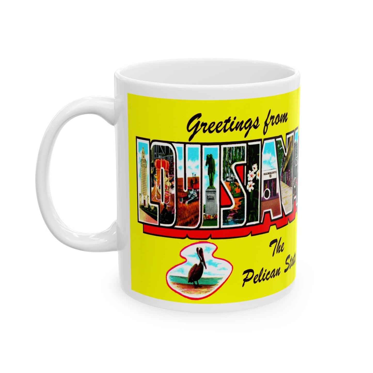 Memebly Retro 1950s Greetings from Louisiana LA Coffee Mug