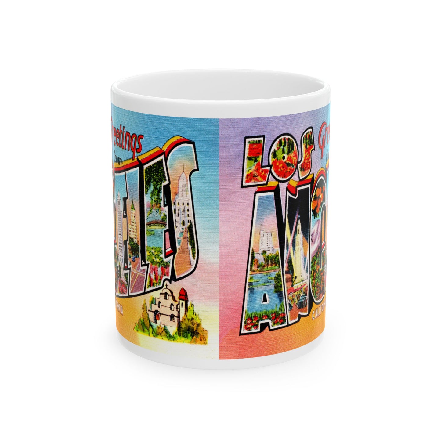 Memebly Retro Greetings from Los Angeles CA California Coffee Mug