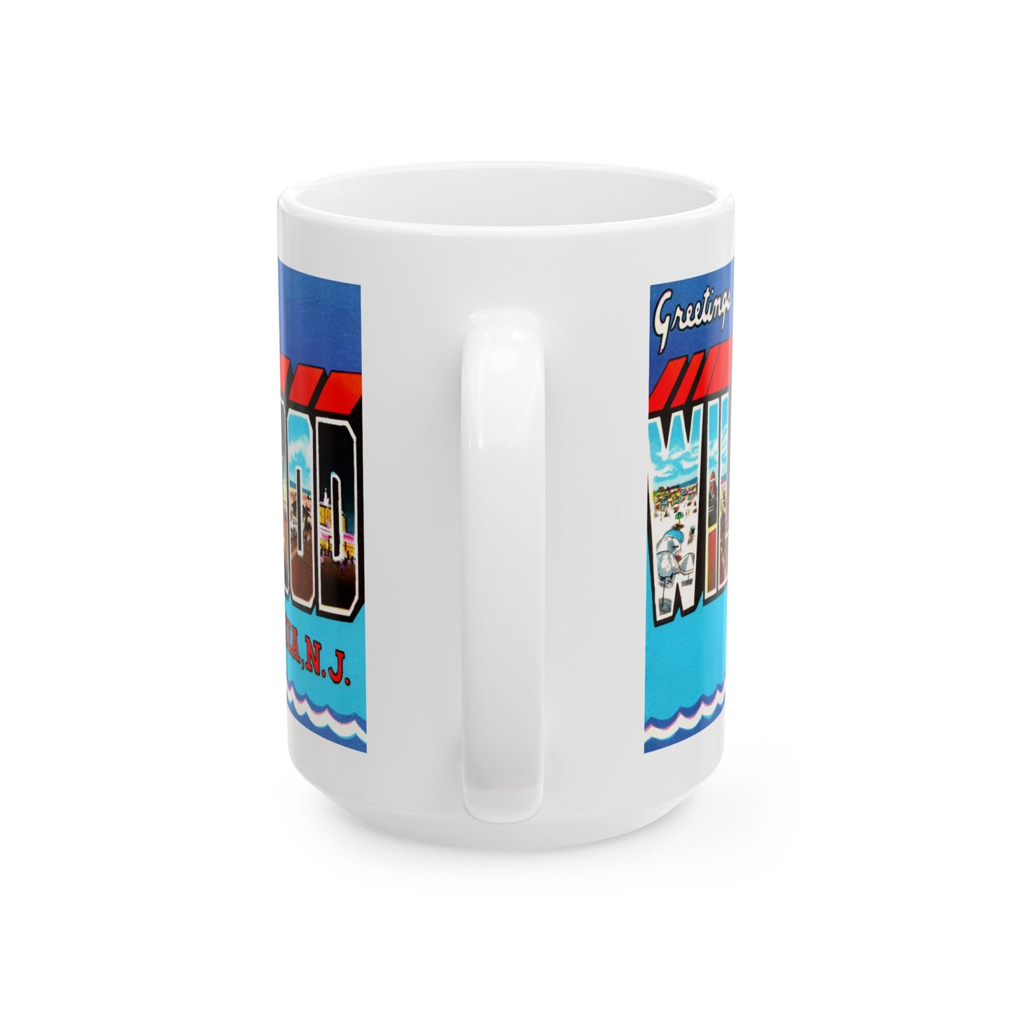 Memebly Retro Greetings from Wildwood by the Sea NJ New Jersey Coffee Mug