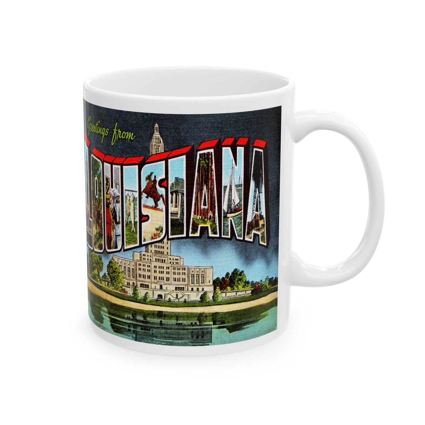 Memebly Scenic Retro Greetings from Louisiana LA Coffee Mug