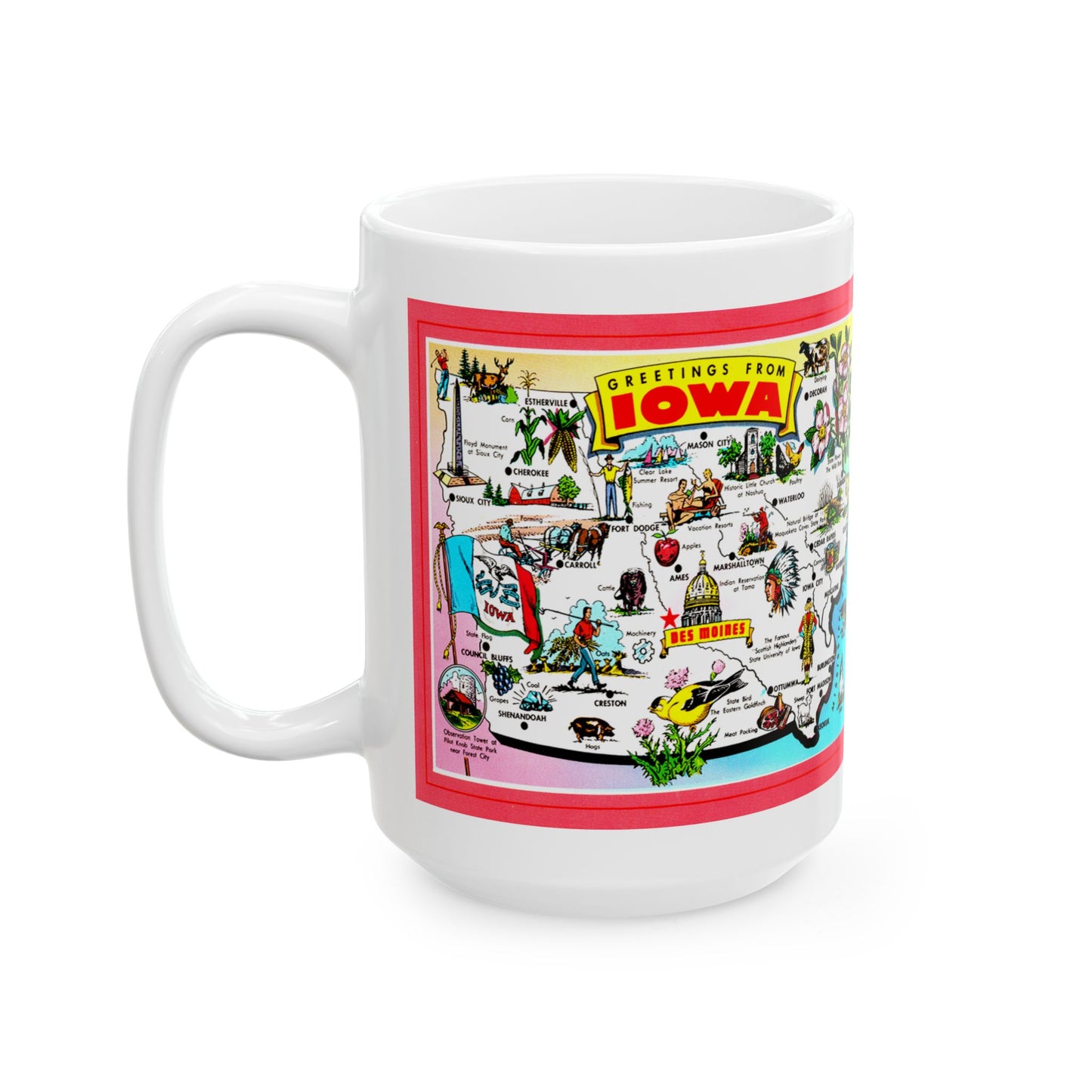 Memebly Scenic Greetings from Iowa IA Map Coffee Mug