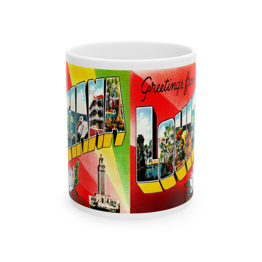 Memebly Colorful Vintage Greetings Louisiana LA Coffee Mug