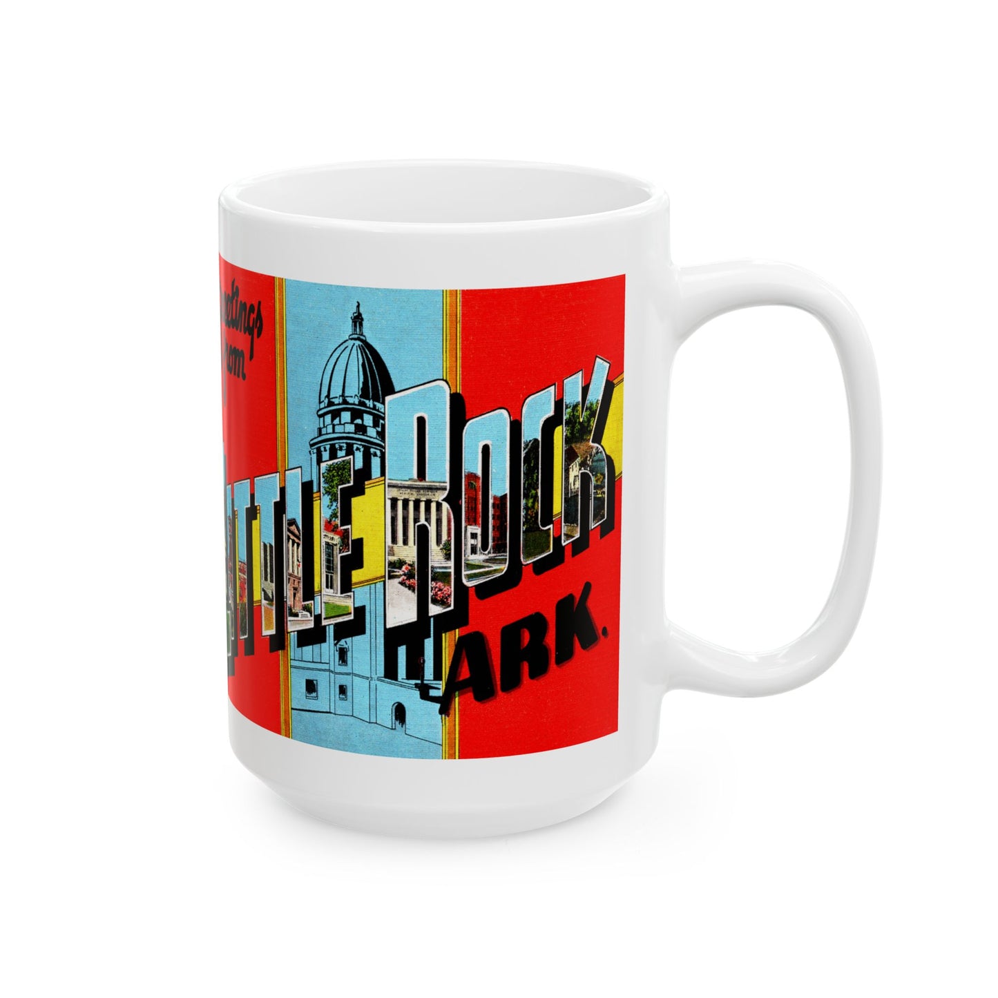 Memebly Vintage Greetings from Little Rock Capital  AR Arkansas Coffee Mug