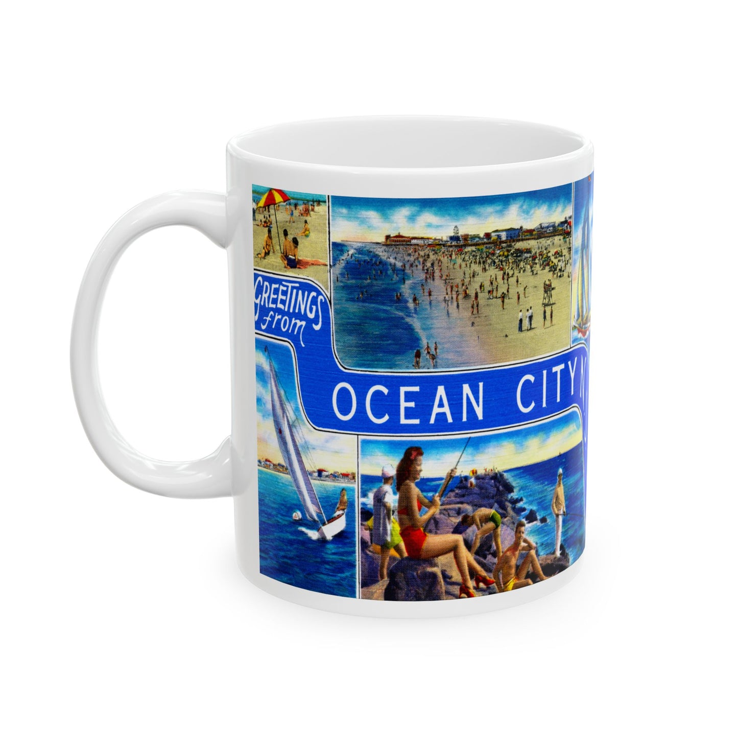 Memebly Scenic Vintage Greetings from Ocean City NJ New Jersey Coffee Mug