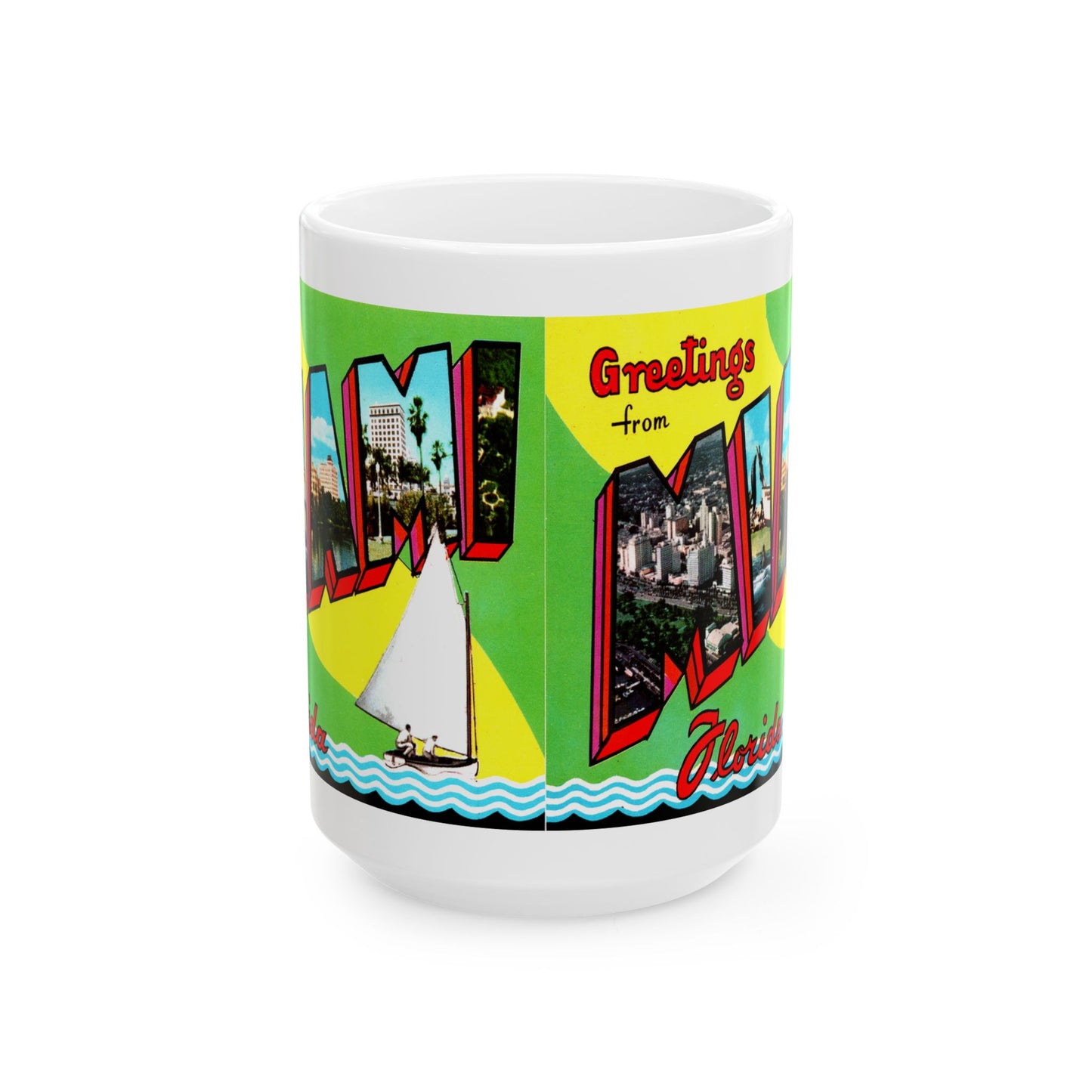 Memebly Retro 1950s Greetings from Miami FL Florida  Coffee Mug