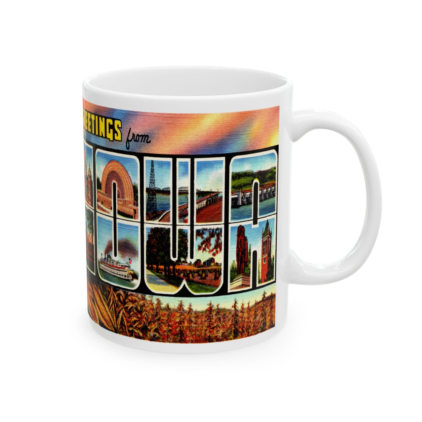 Memebly Scenic Vintage Greetings from Iowa IA Coffee Mug