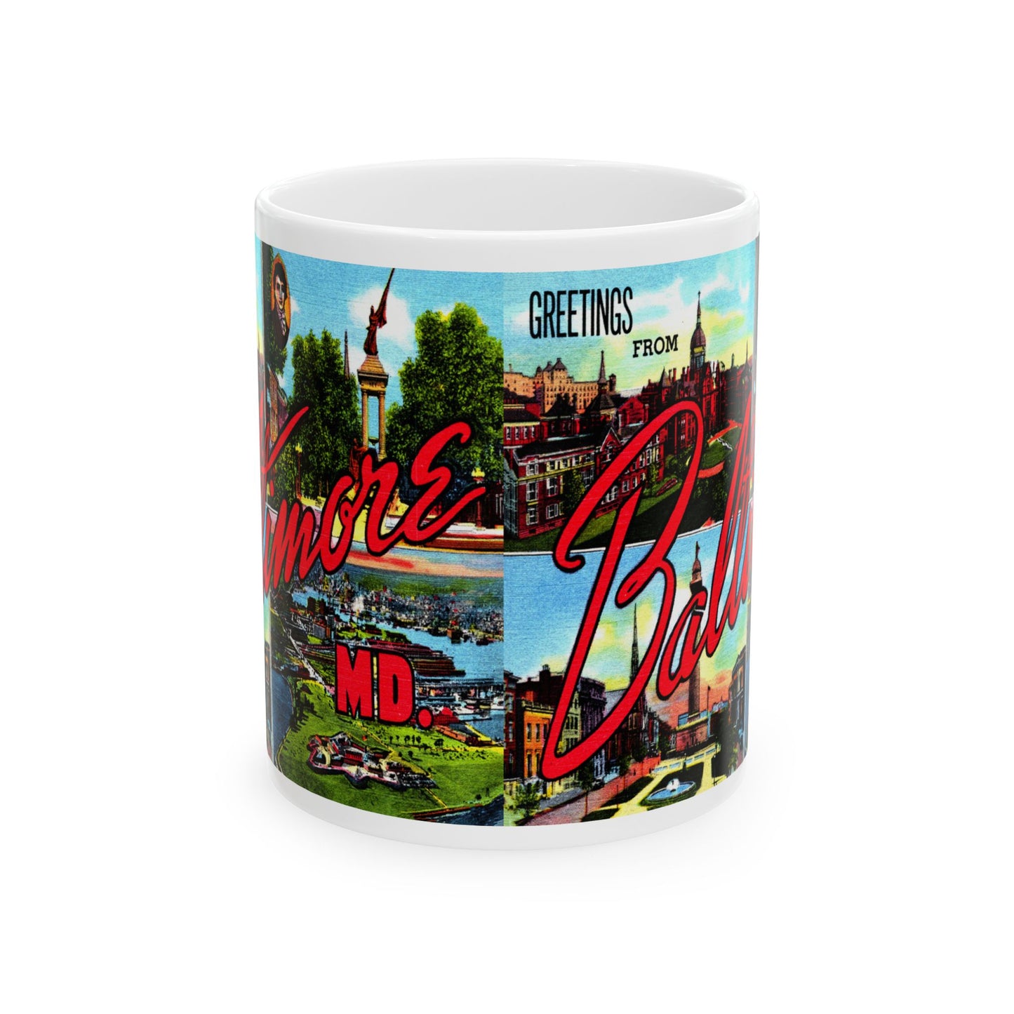 Memebly Scenic Retro Greetings from Baltimore MD Maryland Coffee Mug