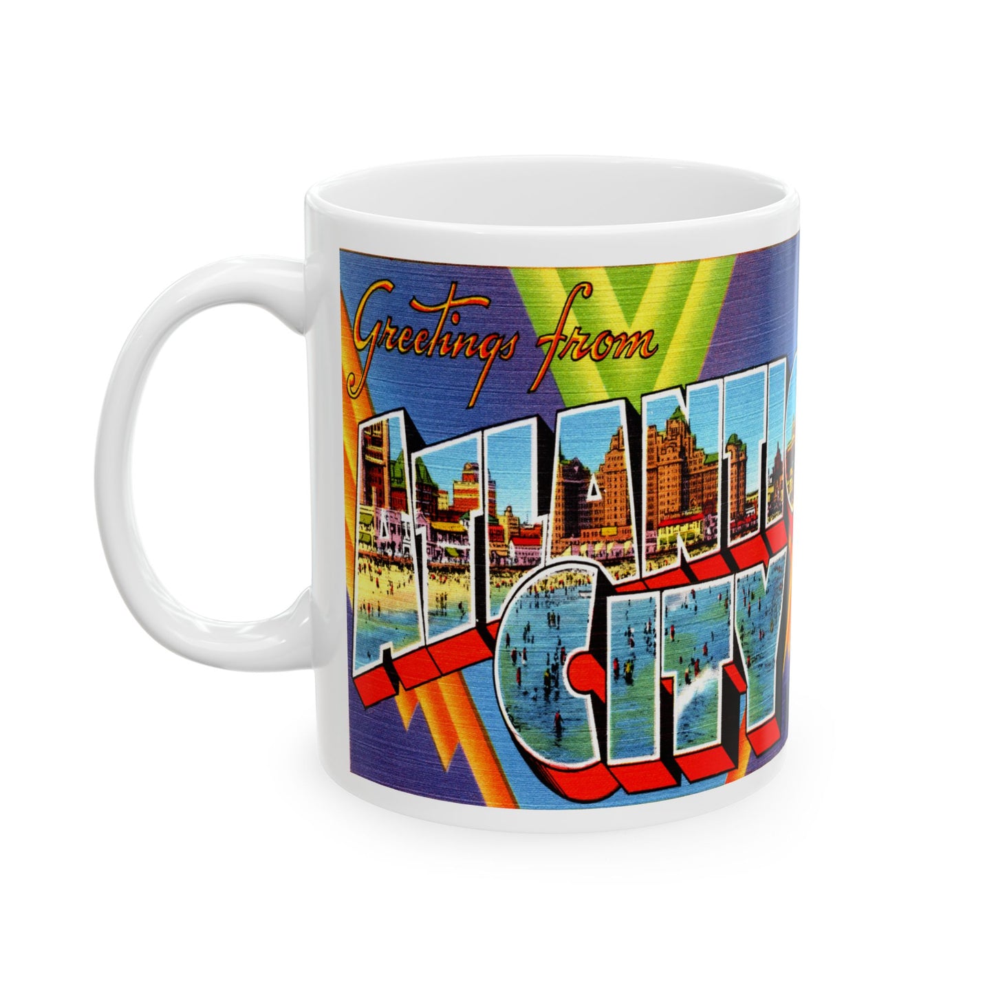 Memebly Vintage Greetings from Atlantic City NJ New Jersey Coffee Mug