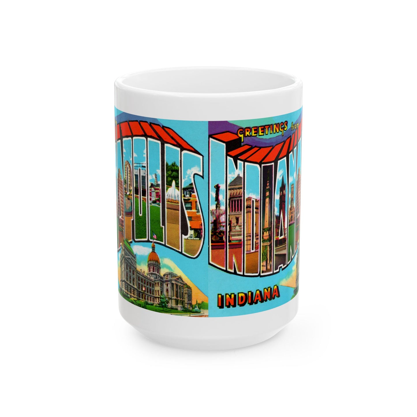 Memebly  Retro 1950s Greetings from Indianapolis IN Indiana Coffee Mug