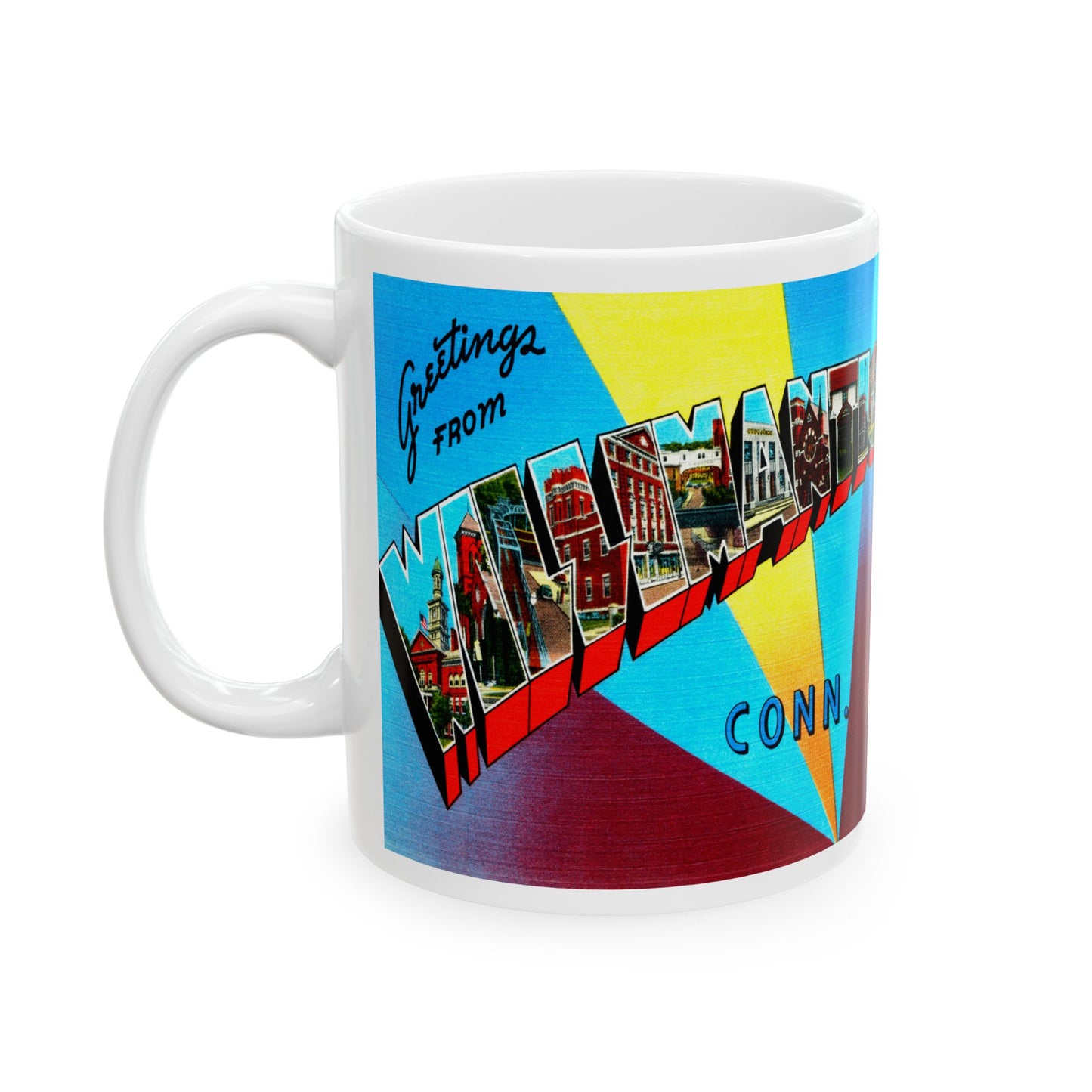 Memebly Vintage Greetings from Willimantic CT Connecticut Coffee Mug