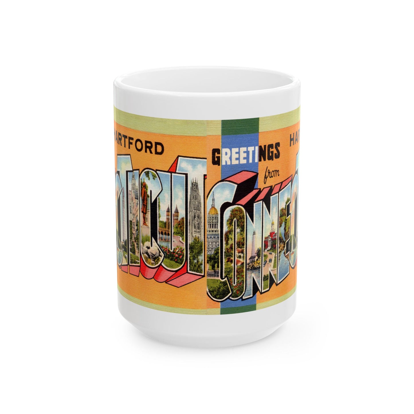 Memebly Colorful Retro Greetings from Hartford CT Coffee Mug