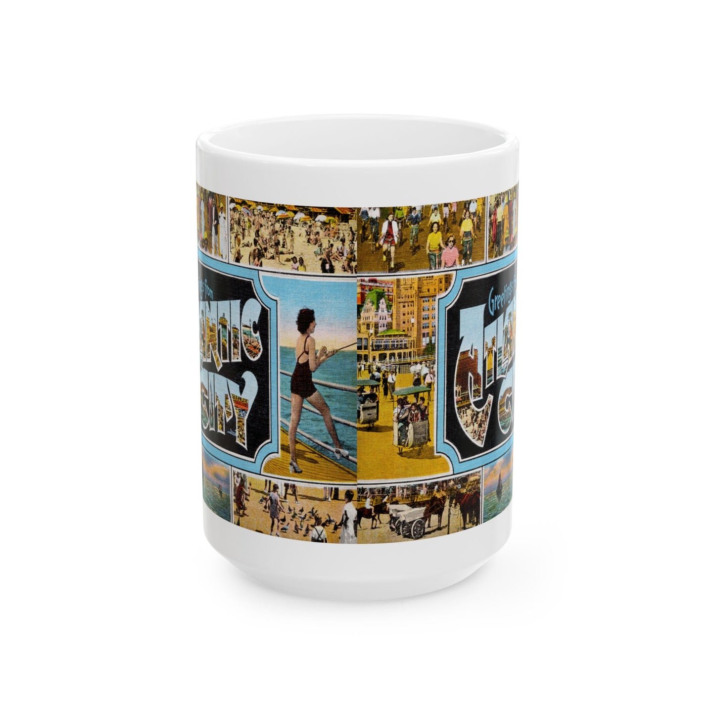 Memebly Scenic Vintage Greetings from Atlantic City NJ New Jersey Coffee Mug