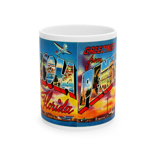 Memebly Colorful Vintage Greetings from Pensacola FL Florida Coffee Mug