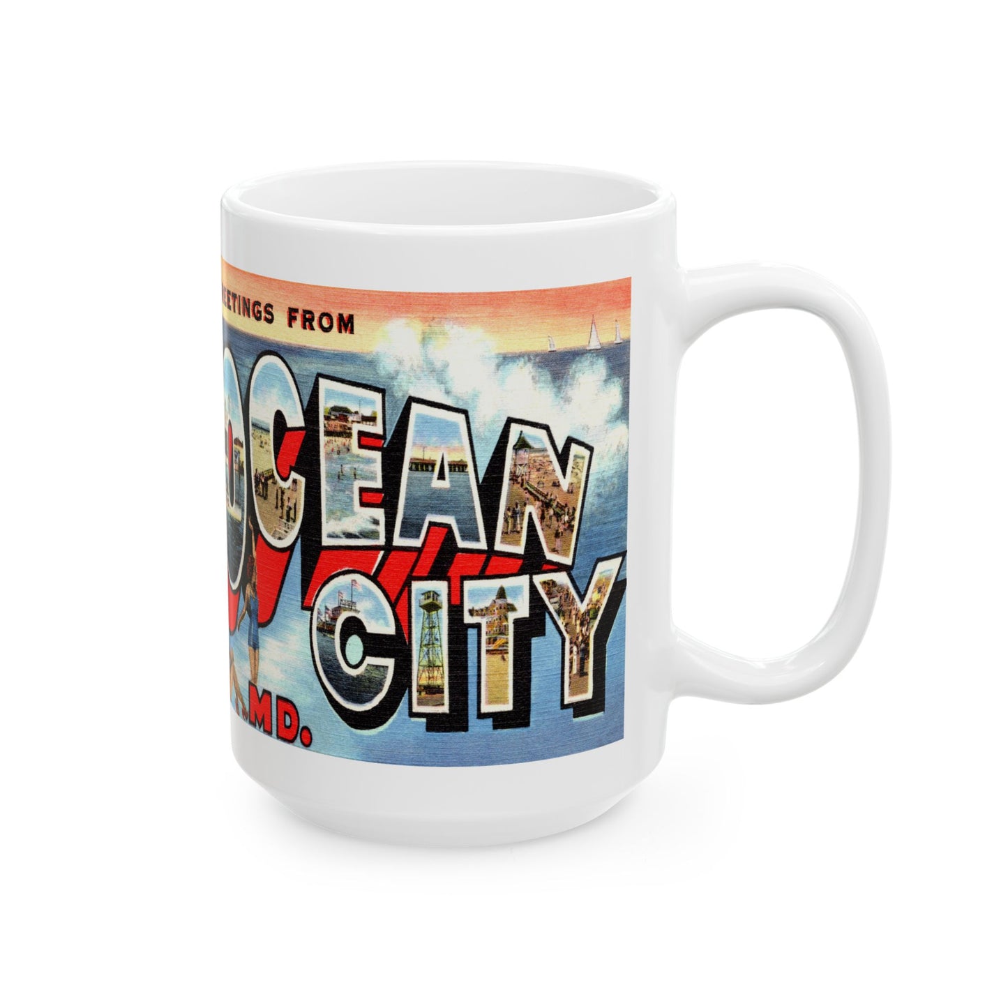 Memebly Scenic Vintage Greetings from Ocean City MD Maryland Coffee Mug