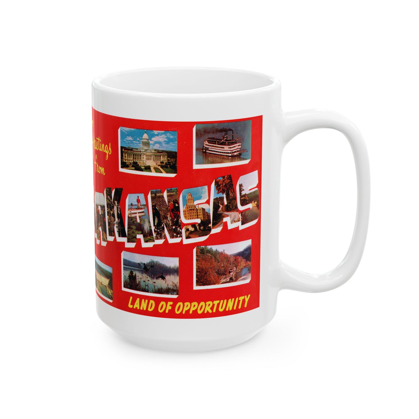 Memebly Vintage 1950s Greetings from AR Arkansas Coffee Mug