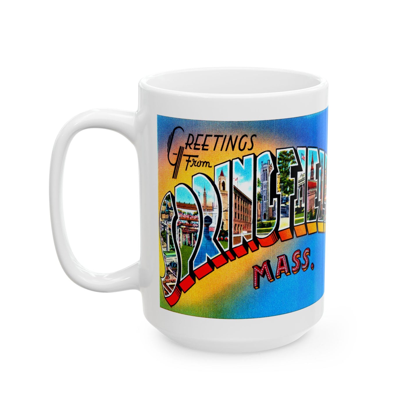 Memebly Vintage Greetings from Springfield MA Massachusetts Coffee Mug