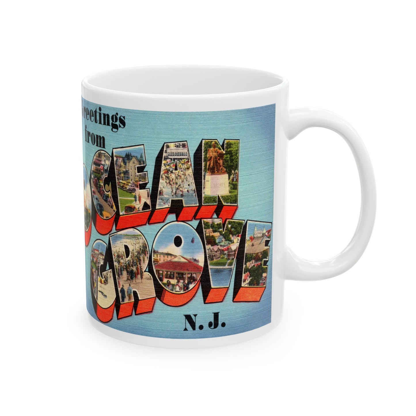 Memebly Scenic Retro Greetings from Ocean Grove NJ New Jersey Coffee Mug