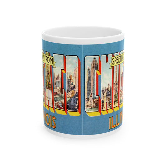 Memebly Colorful Vintage Greetings from Chicago IL Coffee Mug