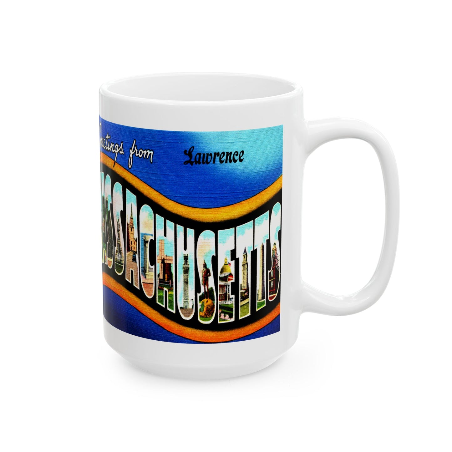 Memebly Vintage Greetings from Lawrence MA Massachusetts Coffee Mug