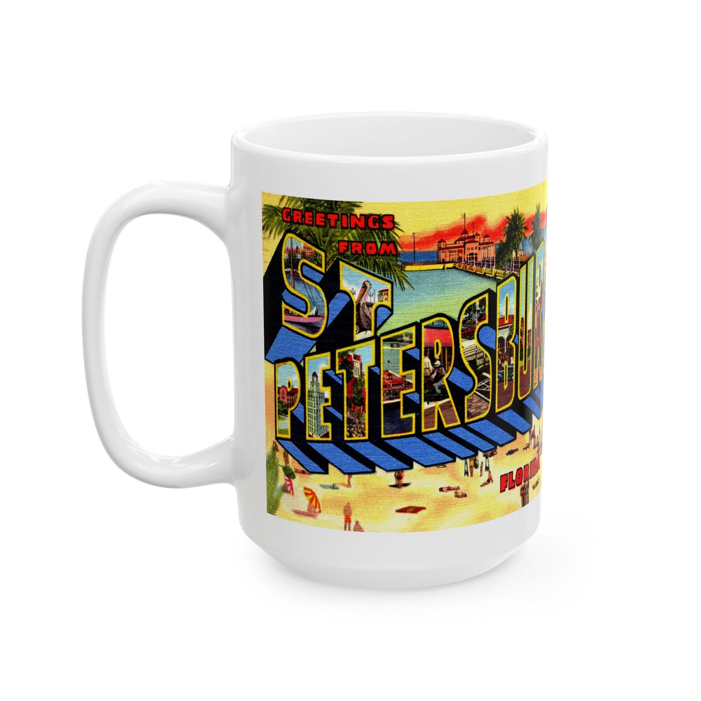 Memebly Colorful Retro Greetings from Saint St Petersburg FL Florida Coffee Mug