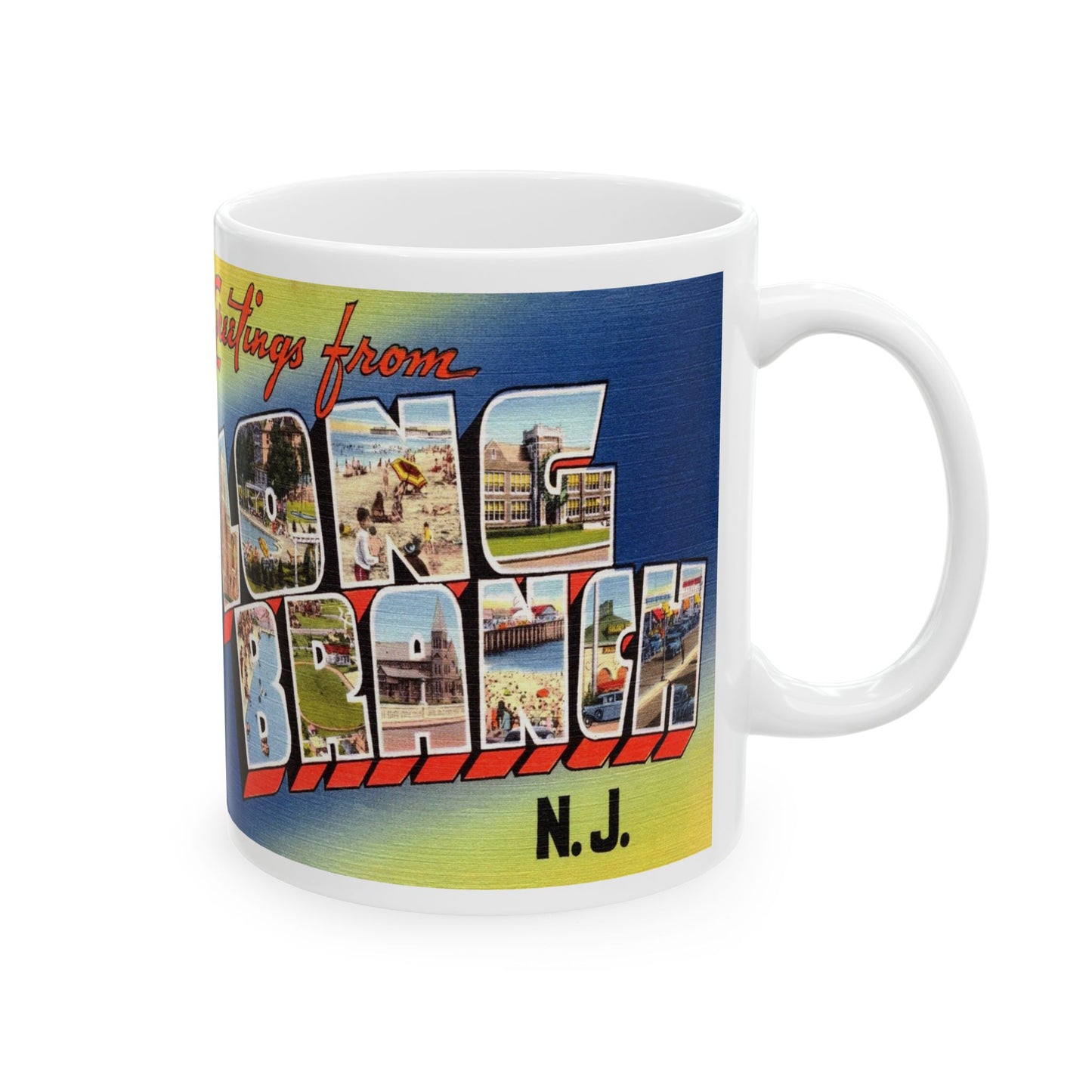 Memebly Retro Greetings from Long Branch NJ New Jersey Coffee Mug