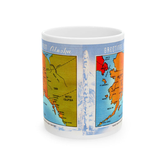 Memebly Vintage Greetings from Alaska Map Coffee Mug