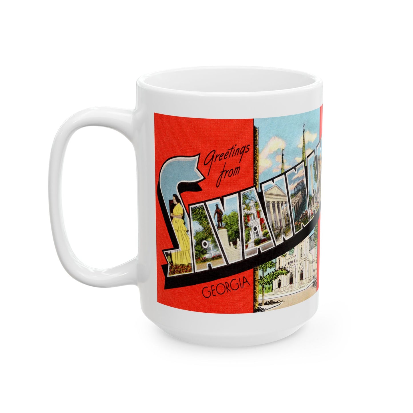 Memebly Vintage Scenic Greetings from Savannah GA Coffee Mug