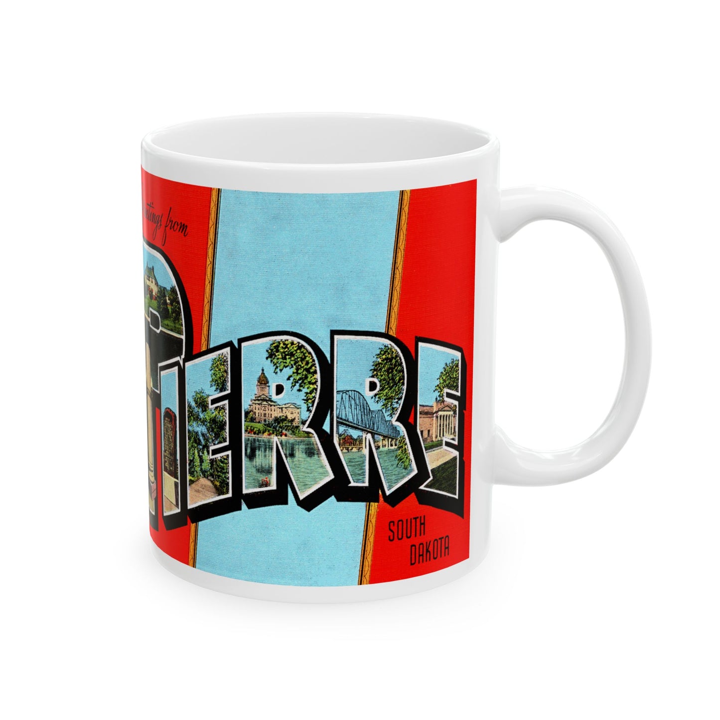 Memebly Vintage Greetings from Pierre SD South Dakota Coffee Mug