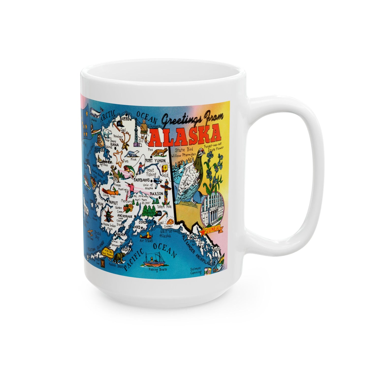 Memebly Retro Greetings from Alaska Map Coffee Mug