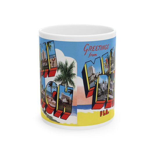 Memebly Vintage Greetings from Miami Beach FL Florida Coffee Mug