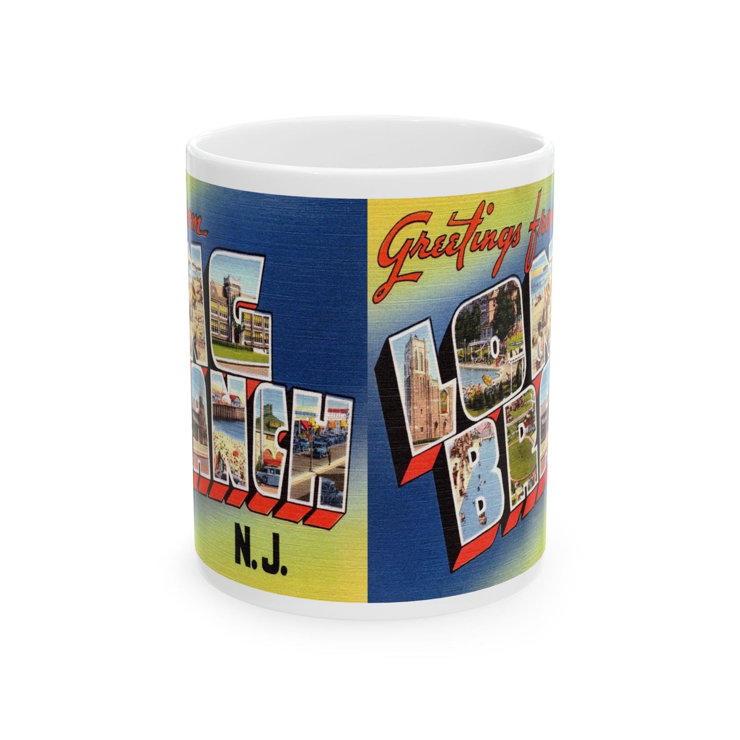 Memebly Retro Greetings from Long Branch NJ New Jersey Coffee Mug