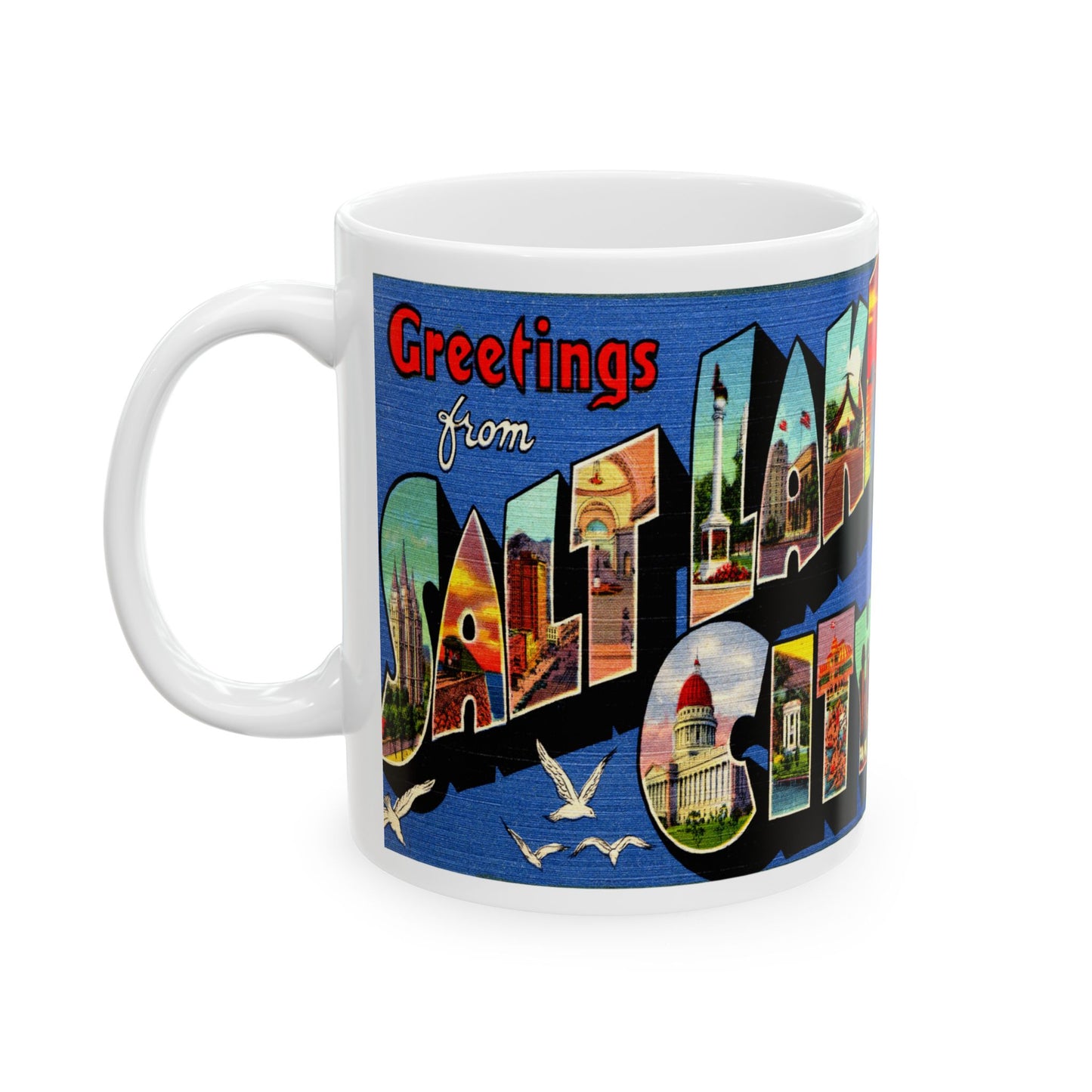 Memebly Colorful Retro Greetings from Salt Lake City UT Utah Coffee Mug