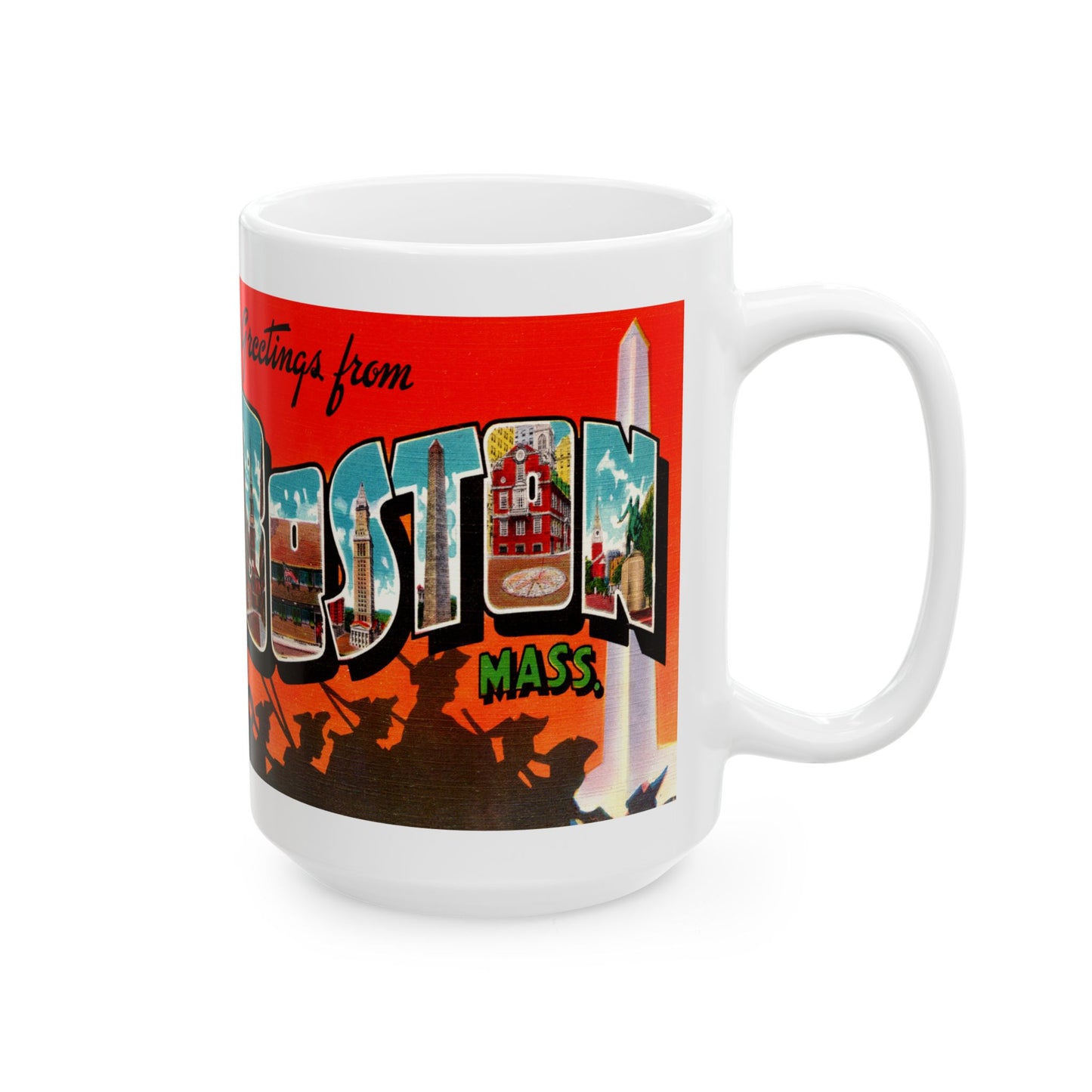 Memebly Vintage Patriots Greetings from Boston MA Massachusetts Coffee Mug