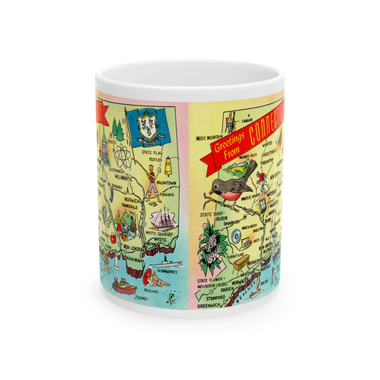 Memebly Colorful Vintage Connecticut Map Coffee Mug