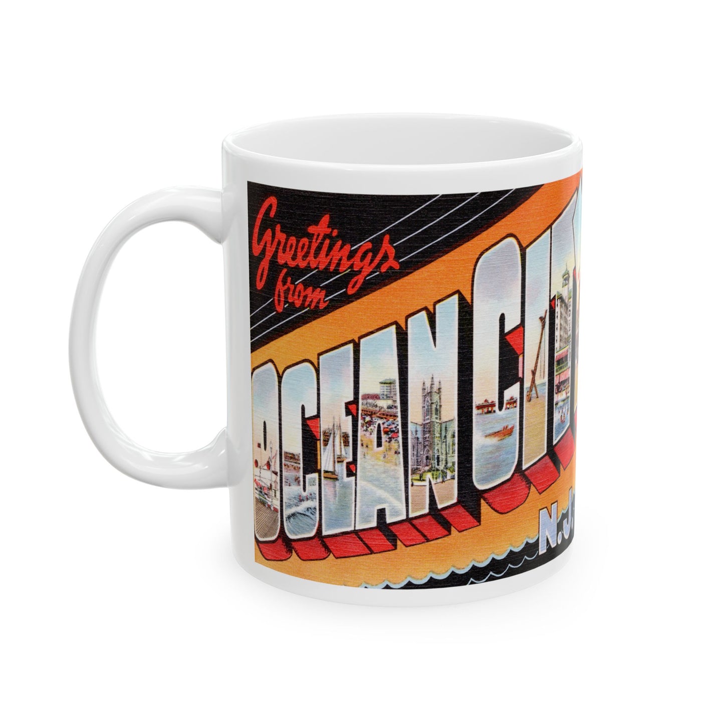 Memebly Vintage Greetings from Ocean City NJ New Jersey Coffee Mug