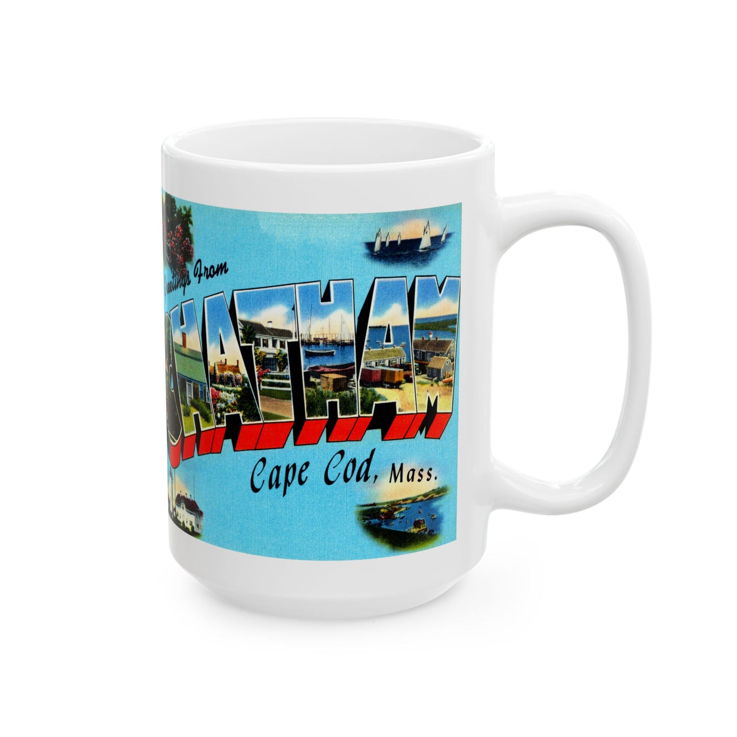 Memebly Vintage Greetings from Chatham Cape Cod MA Massachusetts Coffee Mug