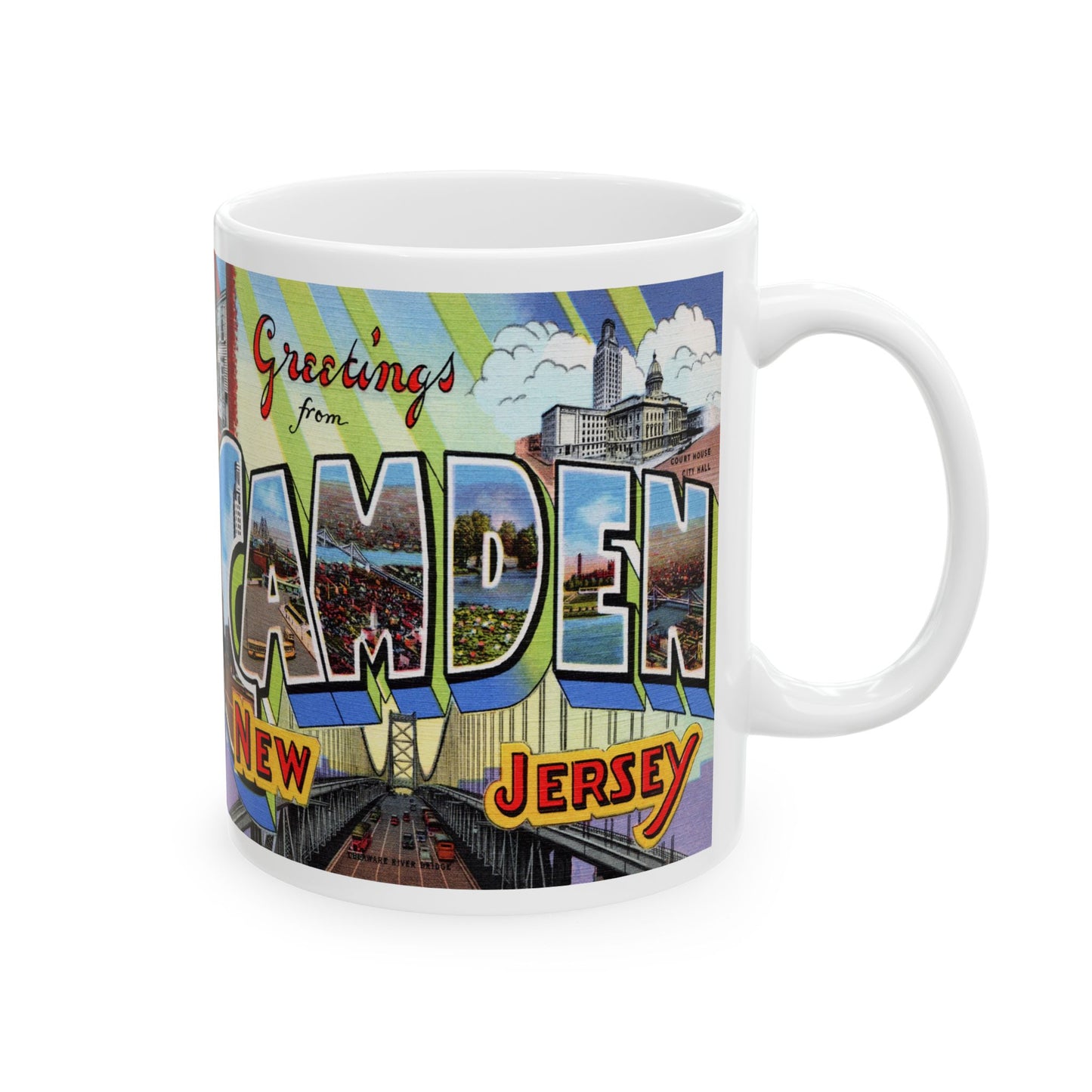 Memebly Vintage Greetings from Camden NJ New Jersey Coffee Mug