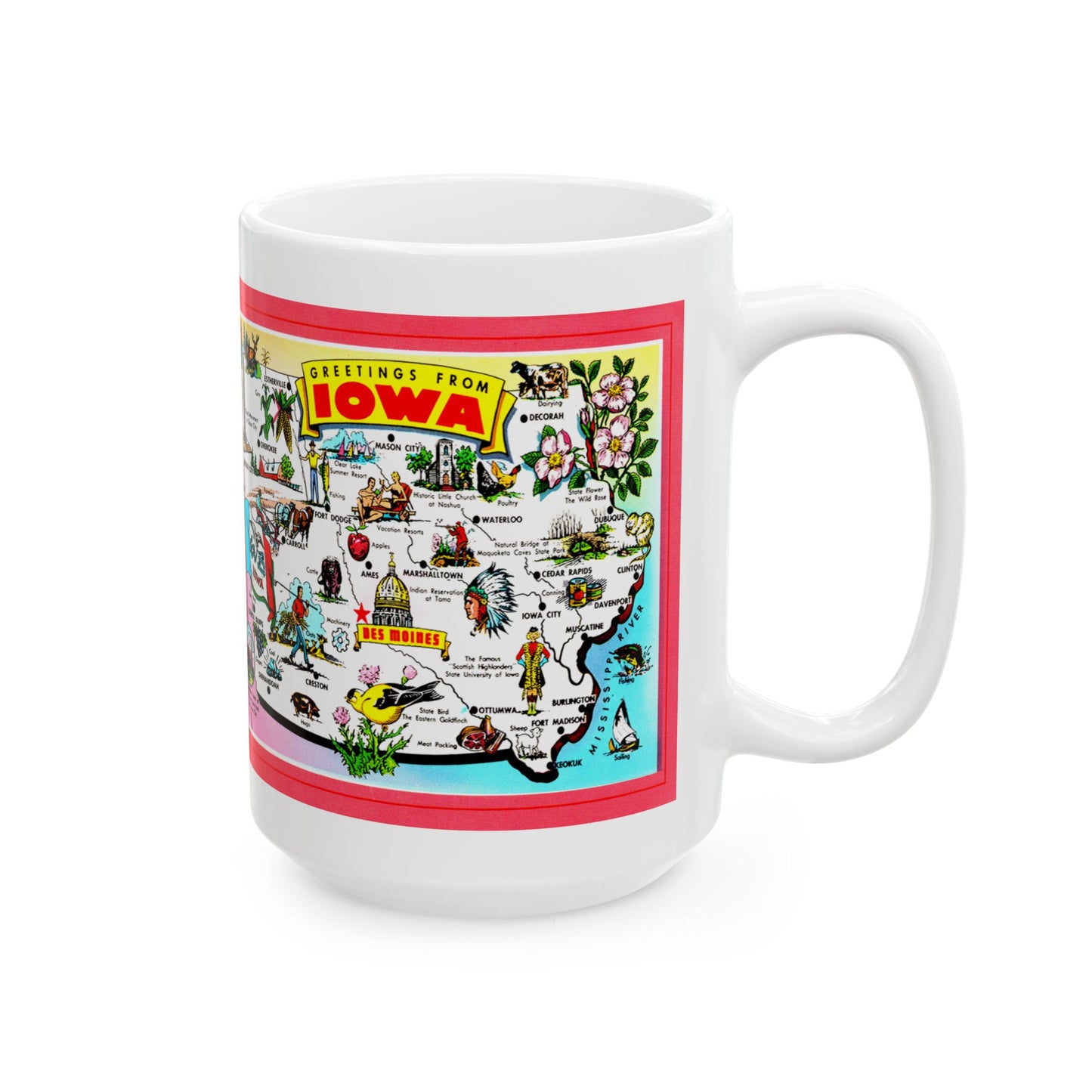 Memebly Scenic Greetings from Iowa IA Map Coffee Mug