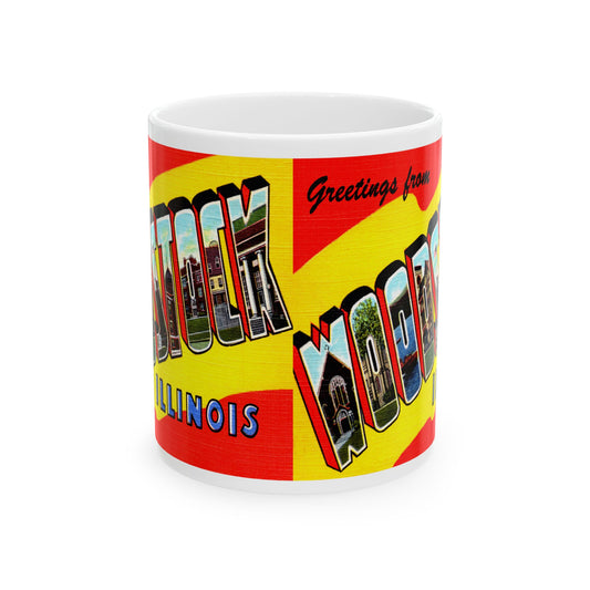 Memebly Vintage Greetings from Woodstock IL Coffee Mug