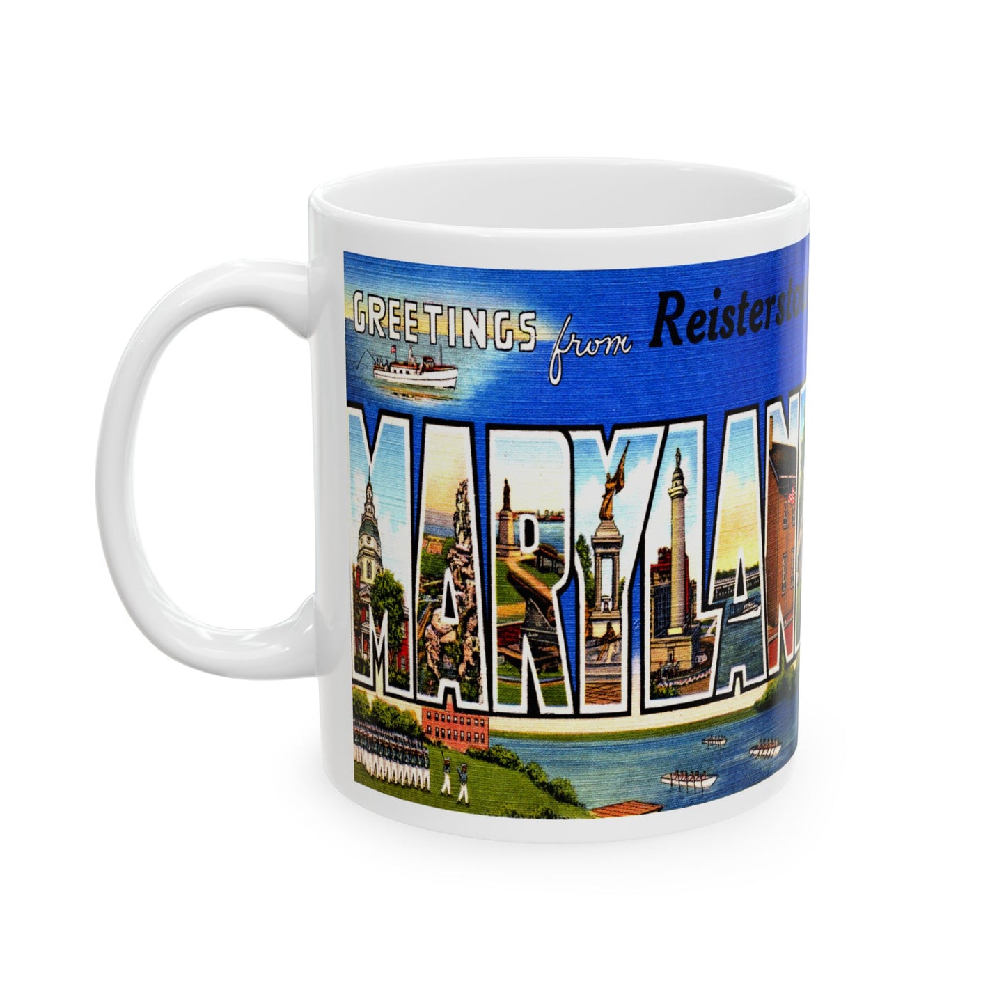 Memebly Vintage Greetings from Reisterstown MD Maryland Coffee Mug