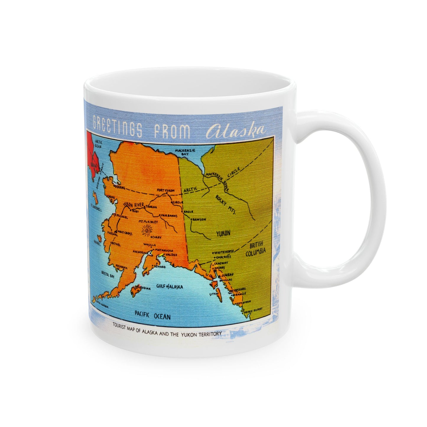 Memebly Vintage Greetings from Alaska Map Coffee Mug