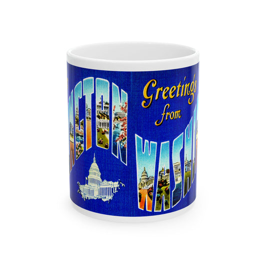 Memebly Colorful Retro Vintage Greetings from Washington DC Coffee Mug